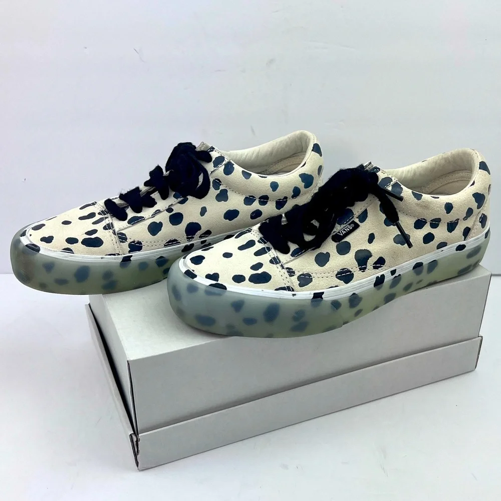 VANS OLD SKOOL NS VLT LX DALMATION, UPPER LEATHER, CRAM & BLACK, M 7.5, W 8.5